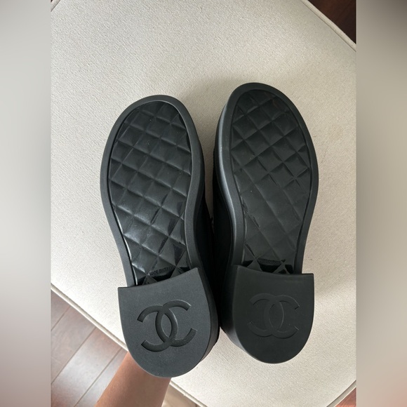 Chanel Loafers 21B Black CC Lace Up Oxford Platform Shoes EUR 40 US 9 - Picture 8 of 16